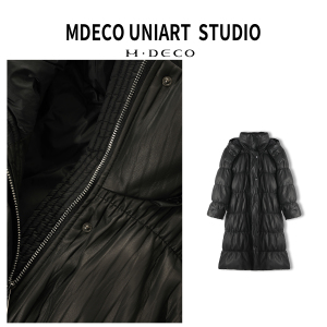 【Mdeco】［黑曼巴］23冬新西兰褶皱绵羊皮羽绒服中长款