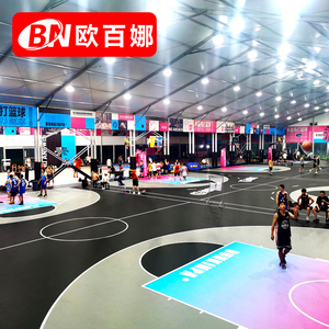 欧百娜篮球场地胶室内篮球馆专用pvc塑胶运动地板定制篮球地胶垫