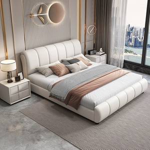 欧式现代简约布艺床1.8米双人轻奢实木床主卧1.5m储物皮床小户型