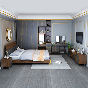 高档北欧轻奢板式床新中式现代简约经济型架床 主卧1.5m1.8米双人