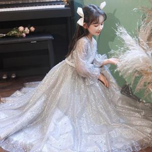 儿童长袖礼服生日公主裙女童伴童主持人花童婚礼小女孩钢琴演出服