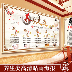 中医养生馆广告图装饰画推拿店壁画按摩店海报背景墙艾灸挂画墙贴