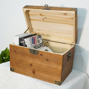 复古收纳箱实木带锁盒子客厅卧室衣帽间储物杂物整理翻盖定制木箱