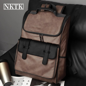 NKTK男士双肩包2024款简约休闲女款背包大容量户外旅行包学生书包