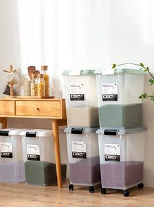 茶花装米桶30斤50斤家用防潮防虫密封储米箱米缸面粉米面收纳盒储