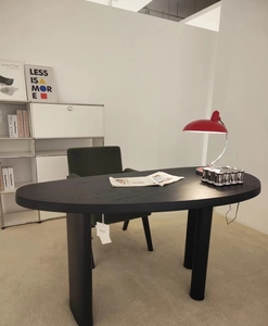 北欧简约实木创意椭圆形餐桌现代办公桌小户型时尚个性电脑桌书桌