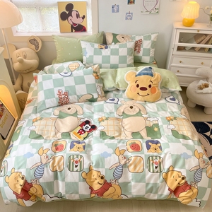 罗兰家纺迪士尼全棉四件套100纯棉儿童房卡通动漫被套宿舍被罩床