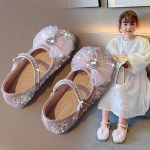 回力女童鞋22童4AL新款儿水晶鞋小女孩仙女鞋水钻单鞋宝宝鞋公奈