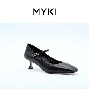 MYKI【断码好货】商场同款黑色简约尖头胎牛皮女鞋浅口平底单鞋