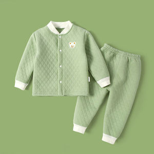 春季婴儿衣服薄棉分体套装保暖内衣夹棉打底贴身纯棉儿童宝宝睡衣