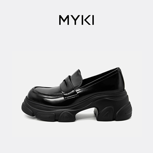 MYKI真皮乐福鞋2024春季新款英伦风厚底增高皮鞋通勤白搭女鞋