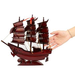一帆风顺帆船官船模型 实木质客厅装饰品摆件 红木雕刻工艺品龙船
