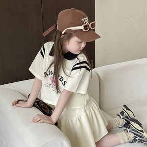 女童夏装套装中大童短裙两件套2024新款Polo领运动休闲洋气时髦潮
