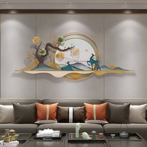 新中式客厅沙发背景墙装饰画现代简约轻奢风麋鹿卧室床头墙面挂画