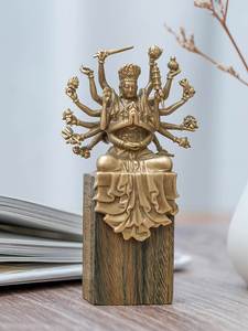 准提菩萨铜摆件准提佛母像随身小佛像好看的迷你精致茶空间装饰品