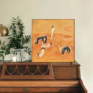世界名画常玉马挂画动物装饰画客厅书房小众艺术风壁画组合墙画