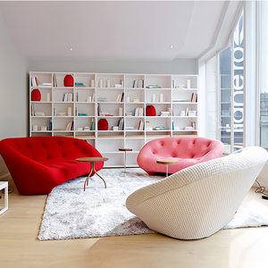 设计师款布艺沙发网红极简弧形贝壳小户型ploum写意空间高端复刻