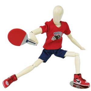 梧棣木人创意乒乓球主题装饰摆件乒乓球礼物打乒乓球的活动木偶人