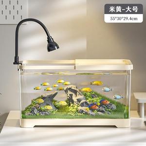 鱼缸客厅小型生态造景全套新款家用养乌龟六角恐龙虾专用带盖鱼缸