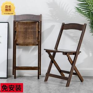 简易便携实木家用收纳复古靠背折叠椅子会议客厅楠竹餐椅折叠矮凳