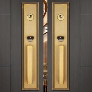 别墅大门锁双开木门锁对开豪华门锁会议室内大门锁古铜色中式把手