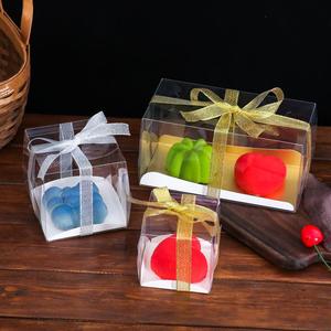 ins法式甜品打包盒 透明塑料手提法甜法式慕斯小西点包装盒子50套