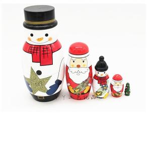 【包邮】五层雪人圣诞俄罗斯套娃娃生日礼物木制工艺礼品玩具