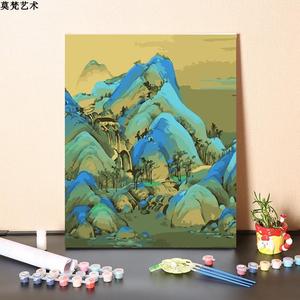 数字油画diy手工填充名画王希孟填色千里江山图手绘涂色油彩画画