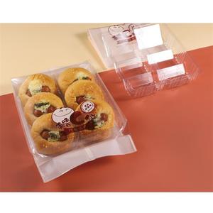 新品餐包西点包装袋6个装双排梯形透明吸塑托面包糕点饼类包装