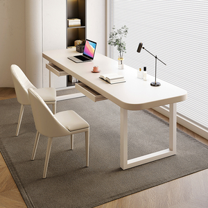 白色实木长桌子窄款宽40cm工作台靠窗办公学习电脑桌双人长条书桌