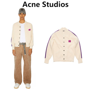 Acne Studios秋冬新宽松款羊毛混纺条纹笑脸套头针织衫毛衣羊毛衫