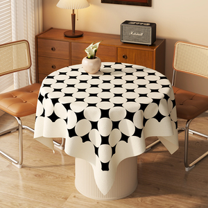 美式小圆桌布布艺高级感圆形餐桌布家用氛围感客厅圆茶几装饰台布