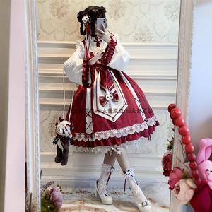 lolita小厨娘原创新年中国华风op长袖洋装可爱洛丽塔圣诞节连衣裙