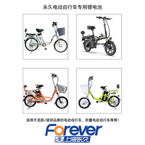 新品上海永久forever电动自行车锂电池24V36V48V助力车山地车10AH
