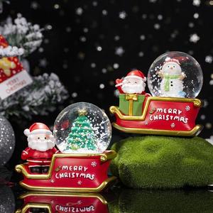 儿童节日礼圣诞老人水晶球迷你马车透明玻璃球摆件卧室氛围装饰品