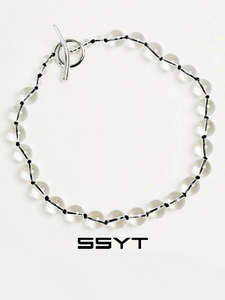 ·白水晶系列·纯银白水晶短项链串珠锁骨链长链耳钉手链