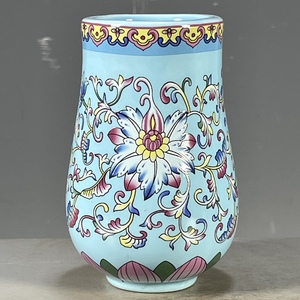 古董瓷器古玩用品老物件包老大清乾隆年制粉彩缠枝花卉小赏瓶