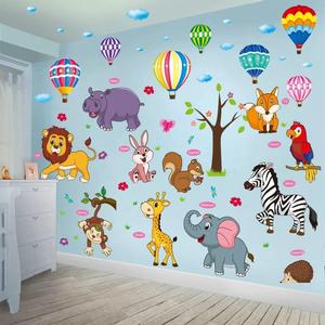 卡通动物墙贴纸儿童房间墙壁墙画墙纸自粘宝宝婴儿早教墙面装饰画