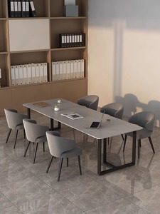 北欧轻奢会议桌岩板2米办工桌台拼接岩板书桌洽谈桌椅