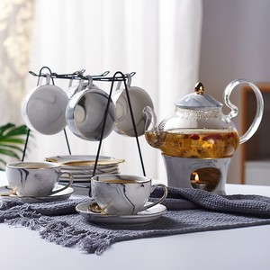 北欧陶瓷花茶具套装下午茶杯蜡烛加热玻璃茶壶大容量花草水果茶壶