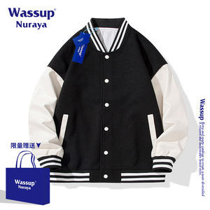 WASSUP棒球服外套男2024早春装新款ins潮牌学生美式情侣夹克大码