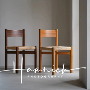 上海精品中古白蜡木藤椅设计师复古黑色餐椅咖啡厅民宿椅子原木色