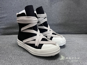 Rick Owens/RO 23新款五角星绑带板鞋男女同款厚底帆布鞋高帮鞋