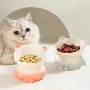 【首单优惠】陶瓷猫碗渐变猫咪食盆保护颈椎猫盆猫粮碗猫吃饭喝水