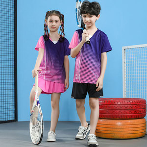 李宁儿童羽毛球服套装男童运动球衣女童网球服裙裤乒乓球服速干夏