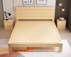 公寓单人床1.8米现代简易出租房实木床松木简约1.5米双人床1.2m