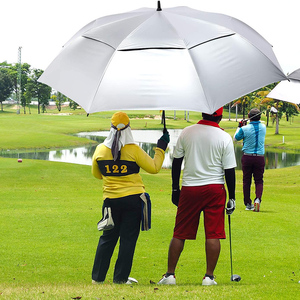 自动超大钛银胶睛雨两用防紫外线防晒太阳伞直柄纤维高尔夫遮阳伞