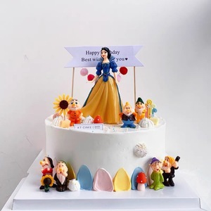 白雪公主和七个小矮人蛋糕装饰树脂摆件童话卡通情景蛋糕装饰配件