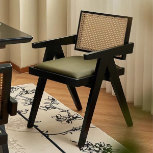 实木餐椅藤椅北欧简约软包舒适扶手靠背椅耐用阳台办公民宿定制
