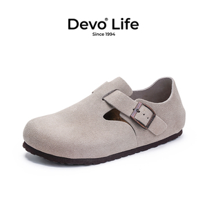 Devo Life软木鞋包头休闲鞋男女同款全包文艺皮鞋春夏季单鞋66008